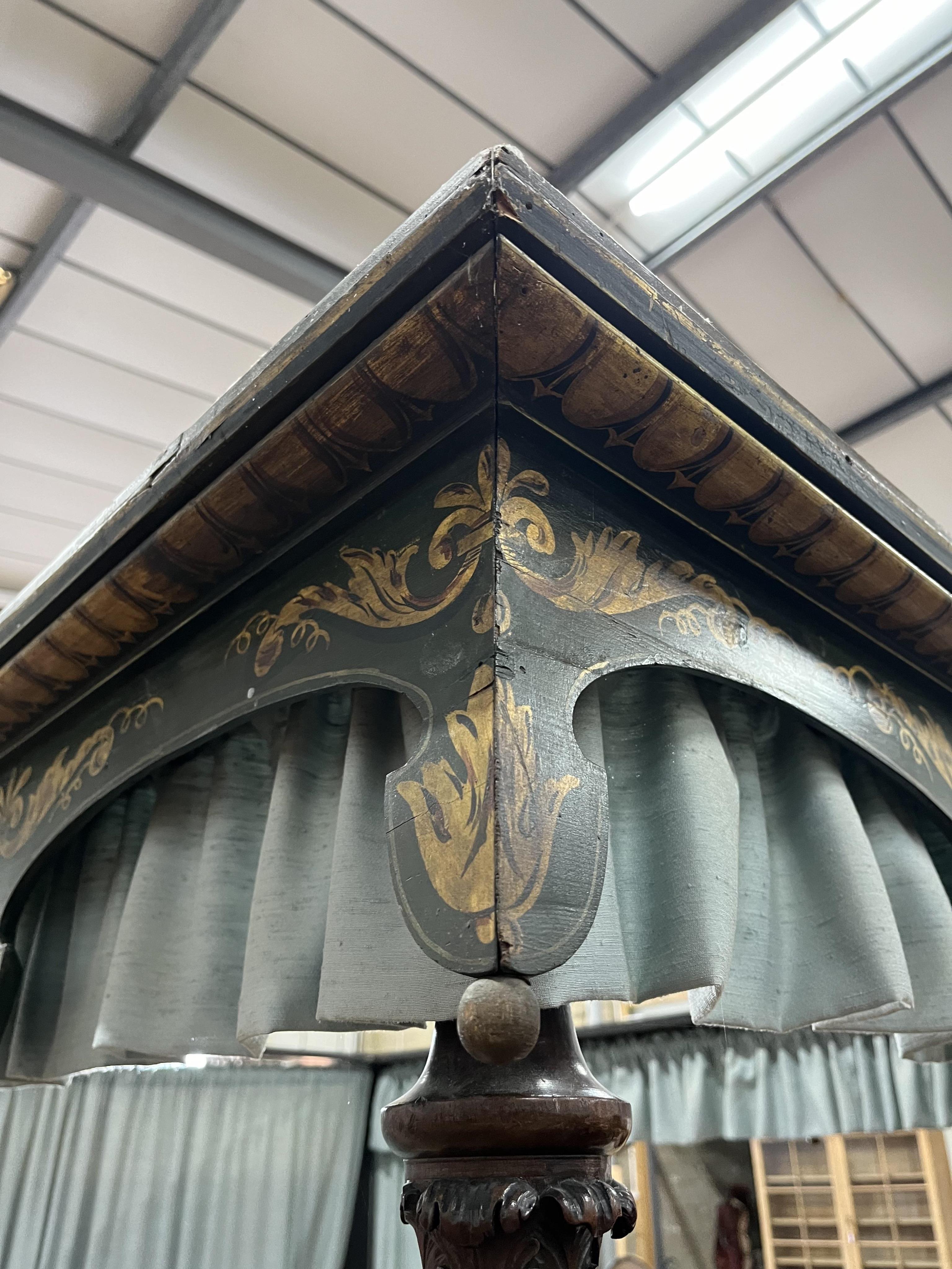 A George III and later mahogany four poster bed, width 140cm, length 200cm, height 232cm. Condition - fair